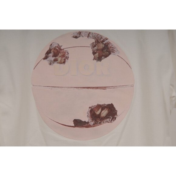 Dior Mens Arsham CD Basketball T Shirt Size Small White Pink Cotton Crewneck - Picture 5 of 8